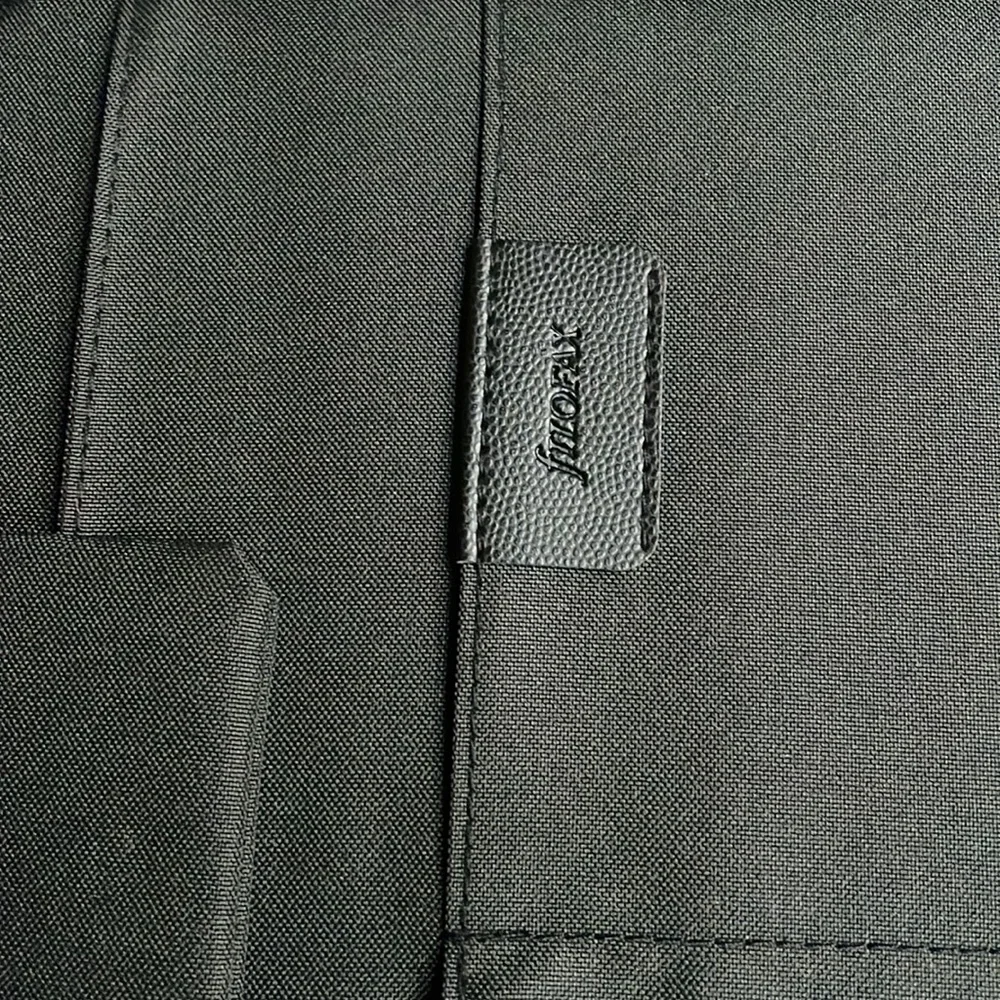 FiloFax Portfolio Black Pebbled Leather-like Material and Micro-Fiber Interior